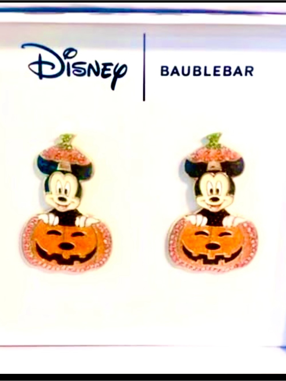 NEW Disney BaubleBar Super Cute Mickey Mouse Jack-A-Lantern Earrings